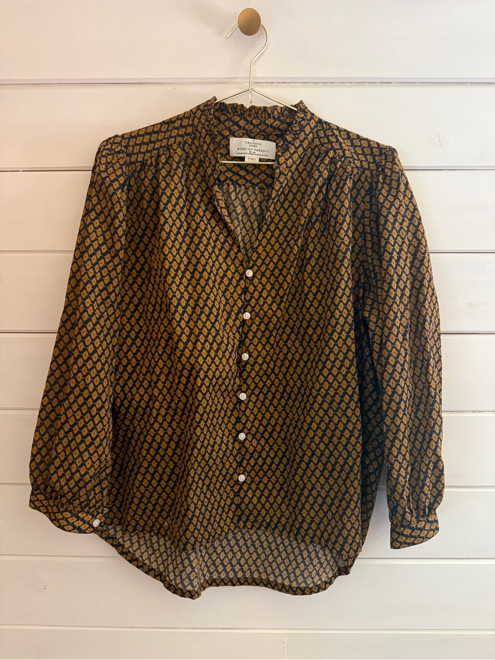 TROVATA Birds Of Paradis Blouse 100% Cotton Womens Sz SMALL | MINT CONDITION